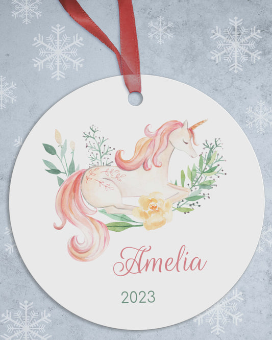 Personalized Unicorn Christmas Ornament - Custom Unicorn Ornament with Name