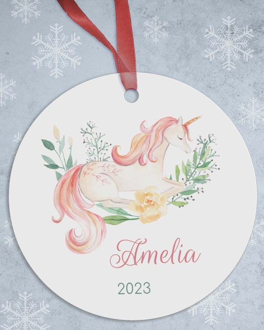 Personalized Unicorn Christmas Ornament - Custom Unicorn Decor with Name