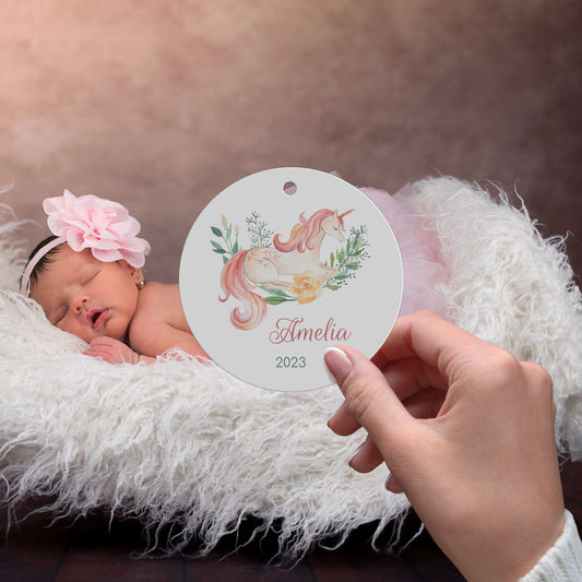 Personalized Unicorn Christmas Ornament - Custom Unicorn Decor with Name