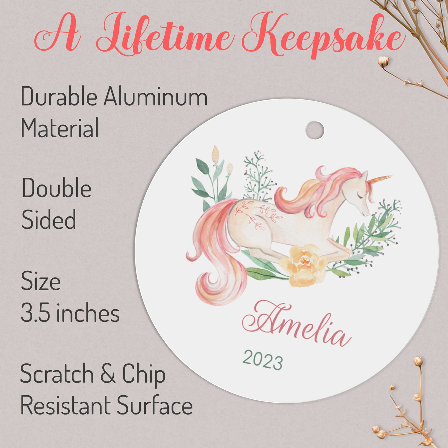 Personalized Unicorn Christmas Ornament - Custom Unicorn Decor with Name