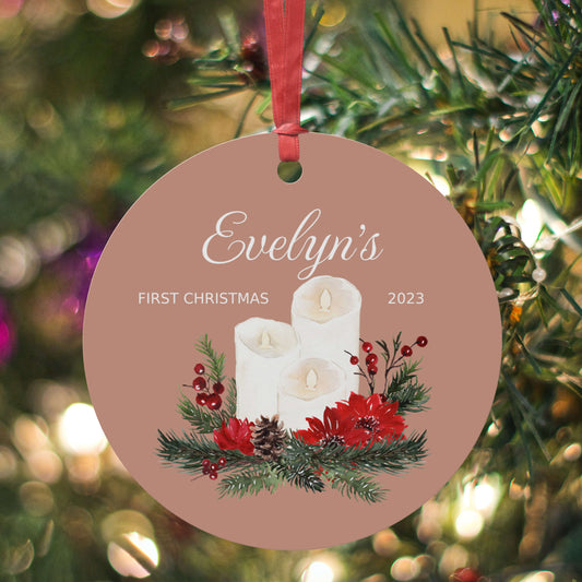 Vintage Candle Christmas Ornaments with Name