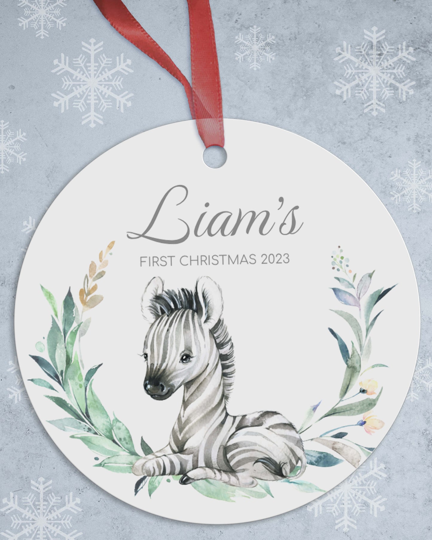 Zebra Christmas Ornament with Name