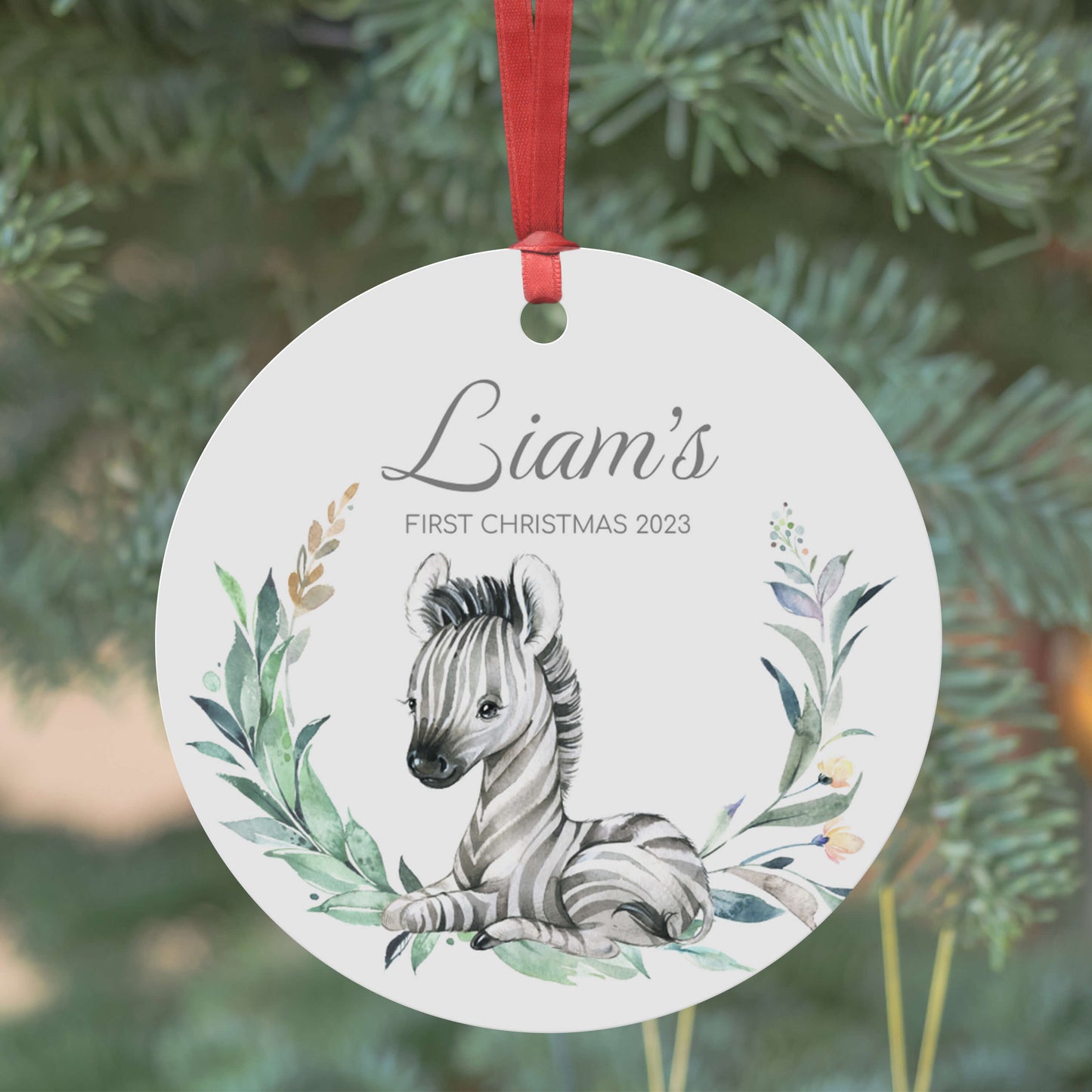 Zebra Christmas Ornament with Name