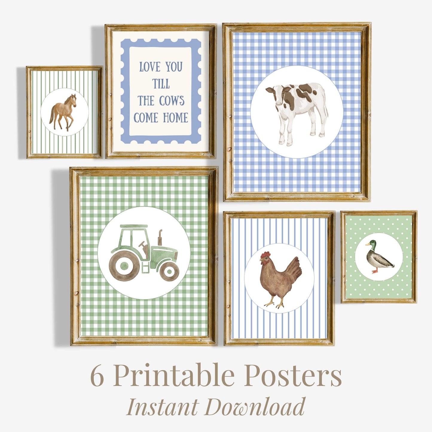 Farm Nursery Gallery Wall Art Set, Playroom Prints, Kids Room Decor