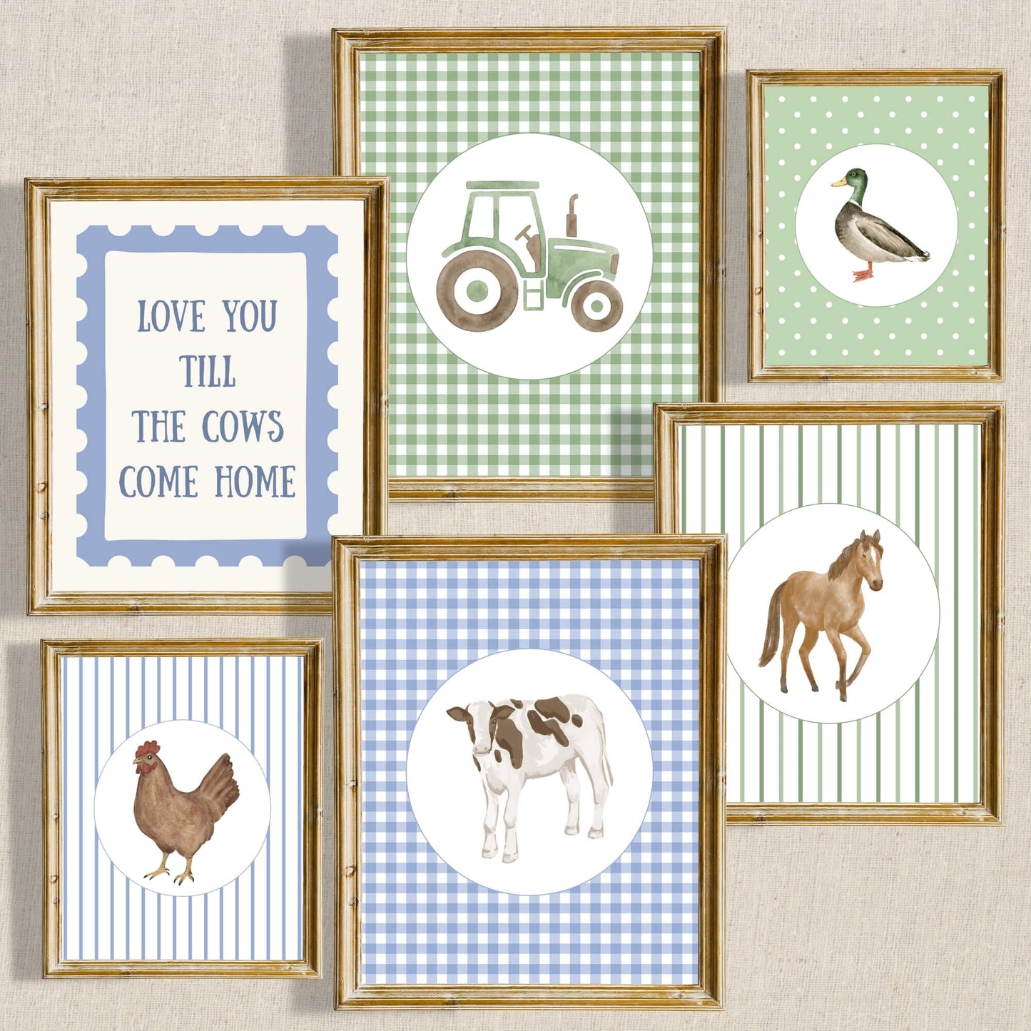 Farm Nursery Gallery Wall Art Set, Playroom Prints, Kids Room Decor
