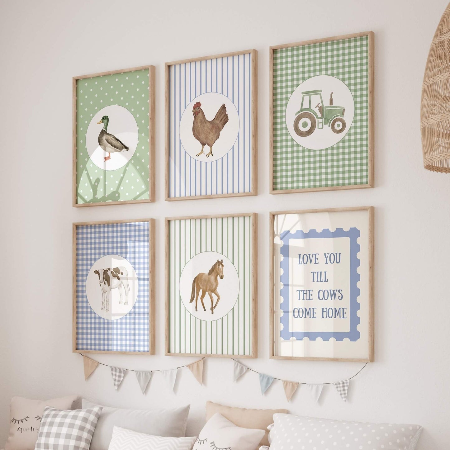 Farm Nursery Gallery Wall Art Set, Playroom Prints, Kids Room Decor