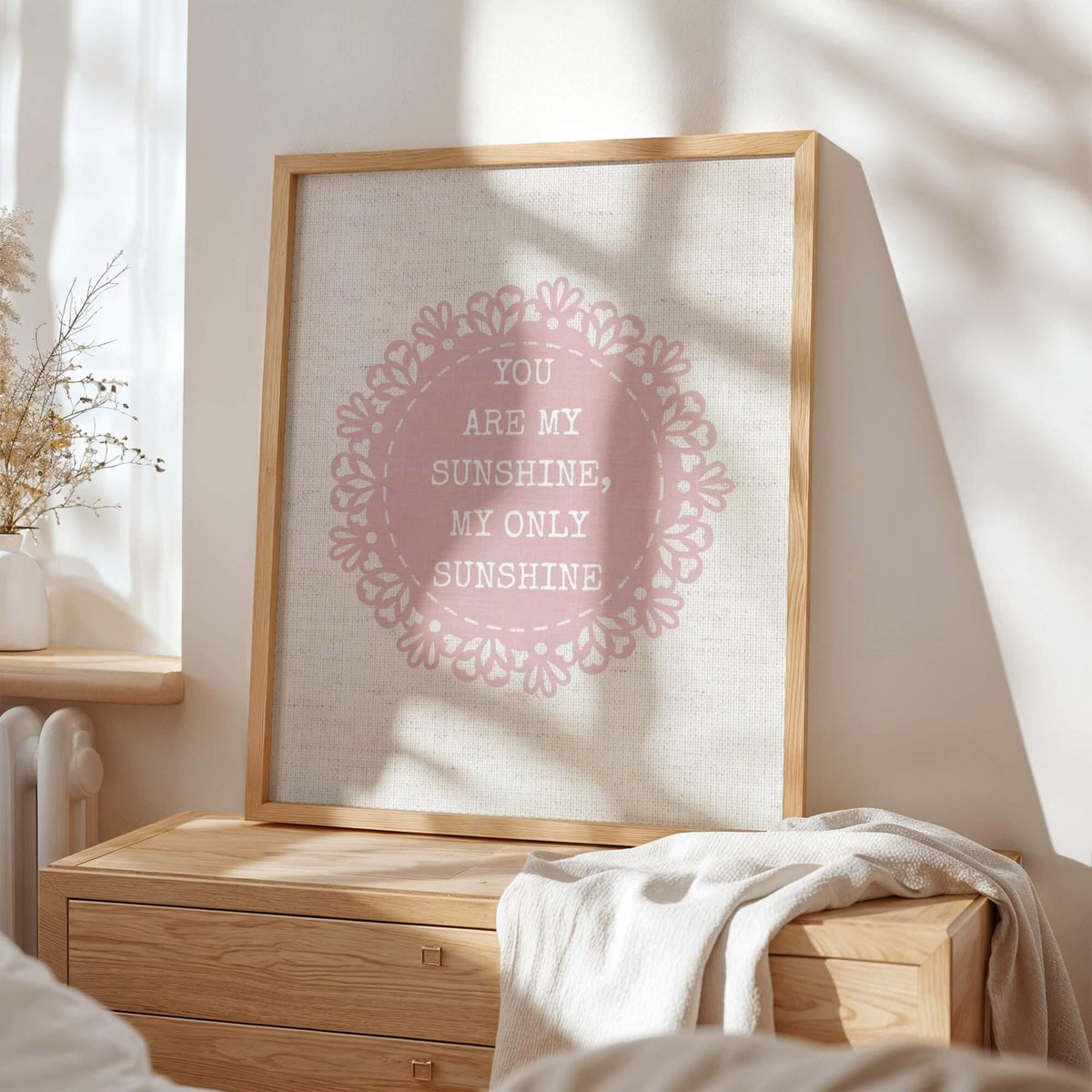 You Are My Sunshine Nursery Print, Pink Texture (Digital Download)
