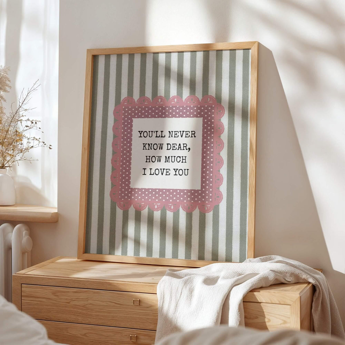 You'll Never Know Dear Print, Olive and Pink Stripes (Digital Download)
