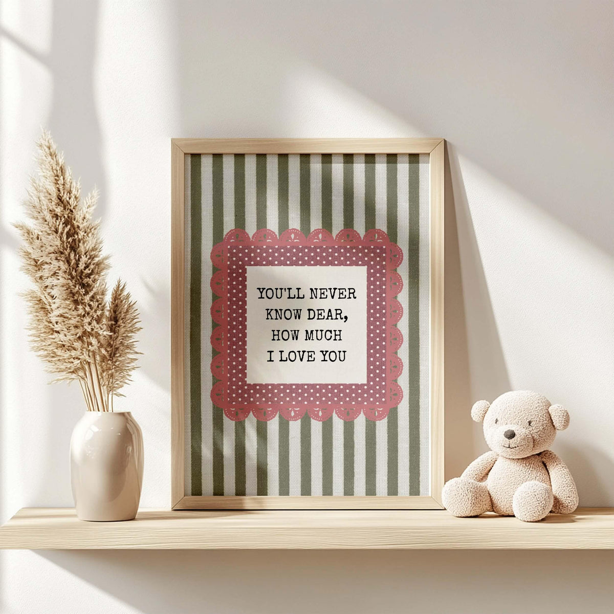 You'll Never Know Dear Print, Olive and Pink Stripes (Digital Download)