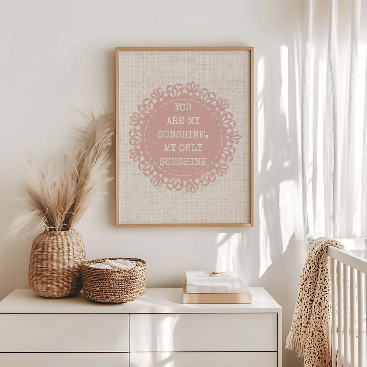 You Are My Sunshine Nursery Print, Pink Texture (Digital Download)