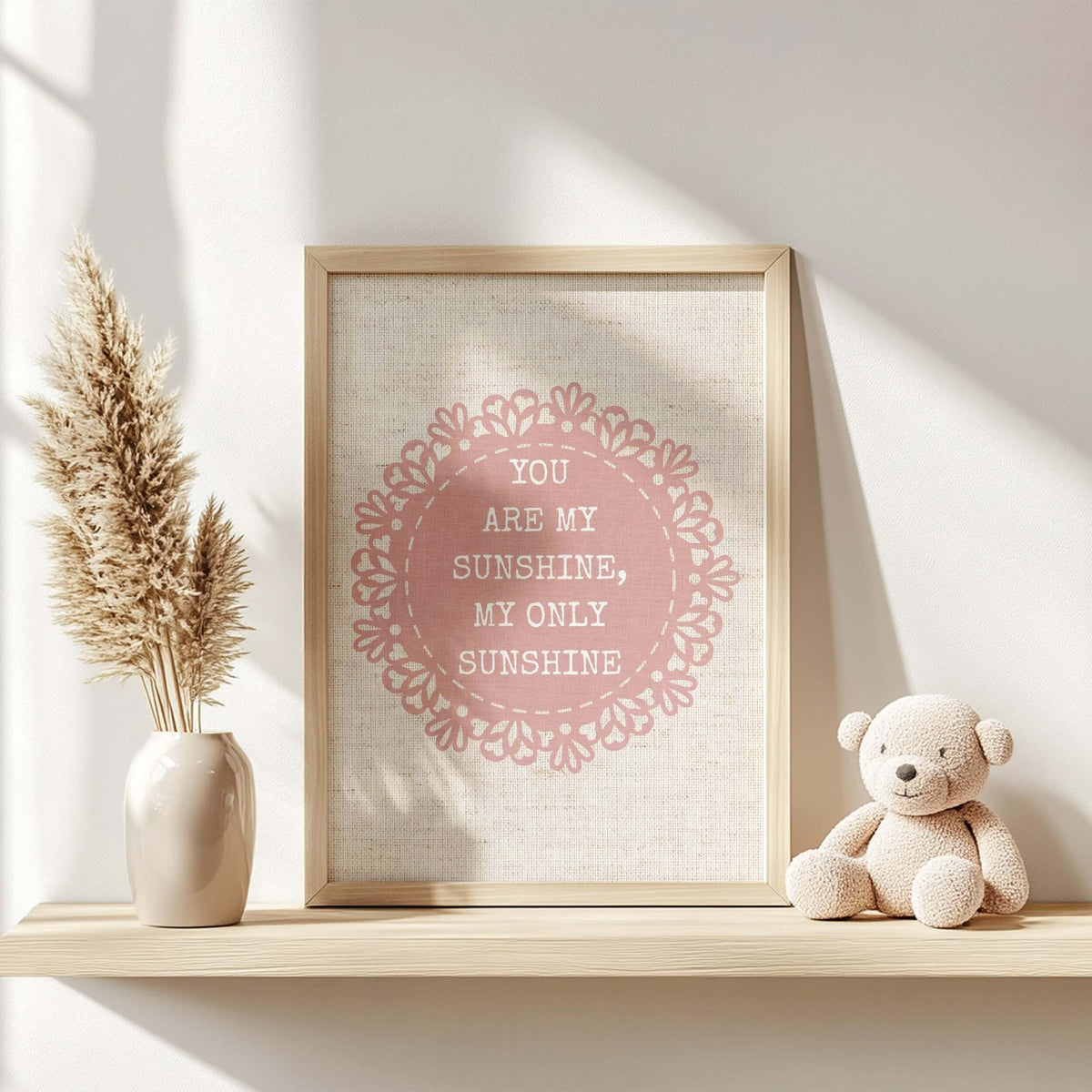 You Are My Sunshine Nursery Print, Pink Texture (Digital Download)