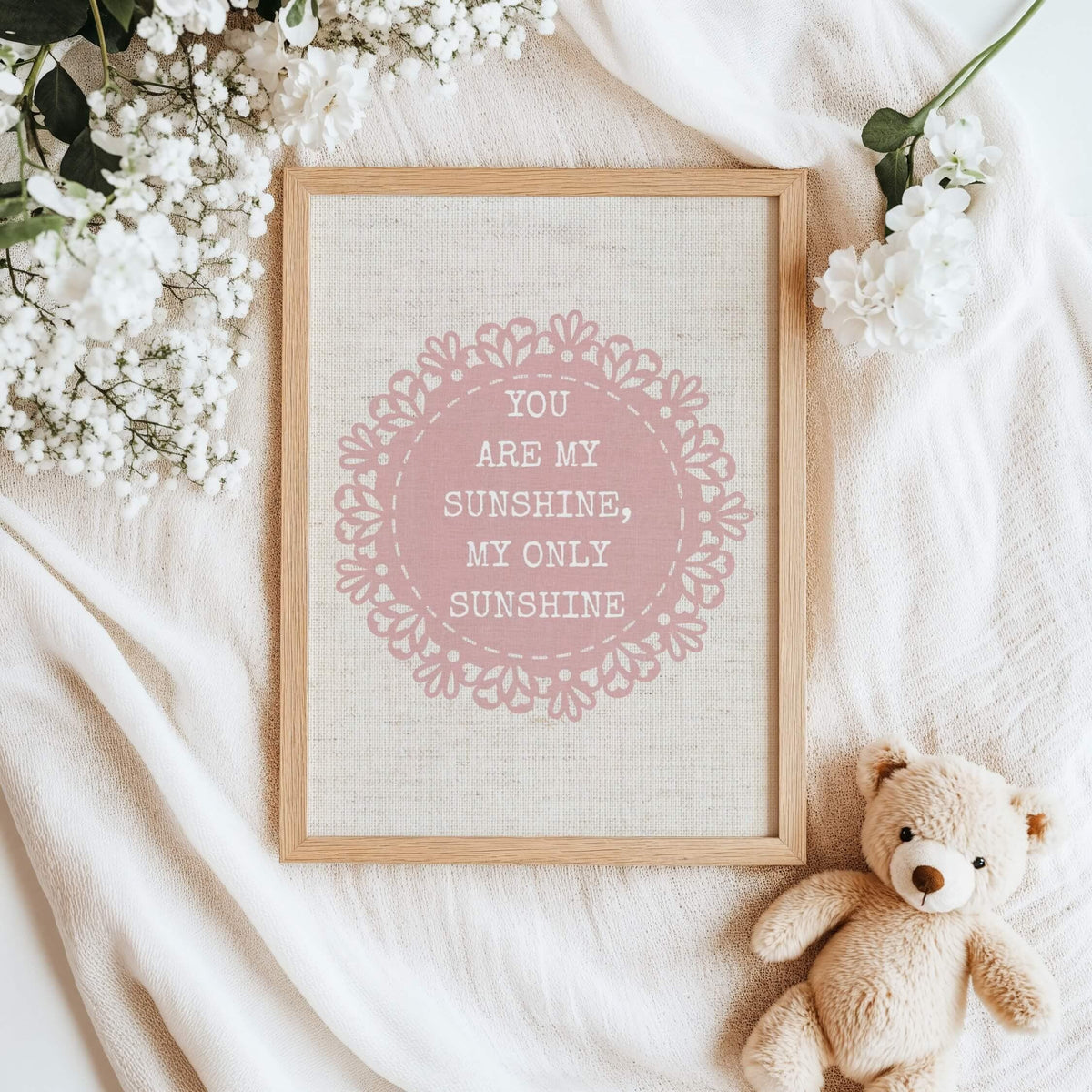 You Are My Sunshine Nursery Print, Pink Texture (Digital Download)