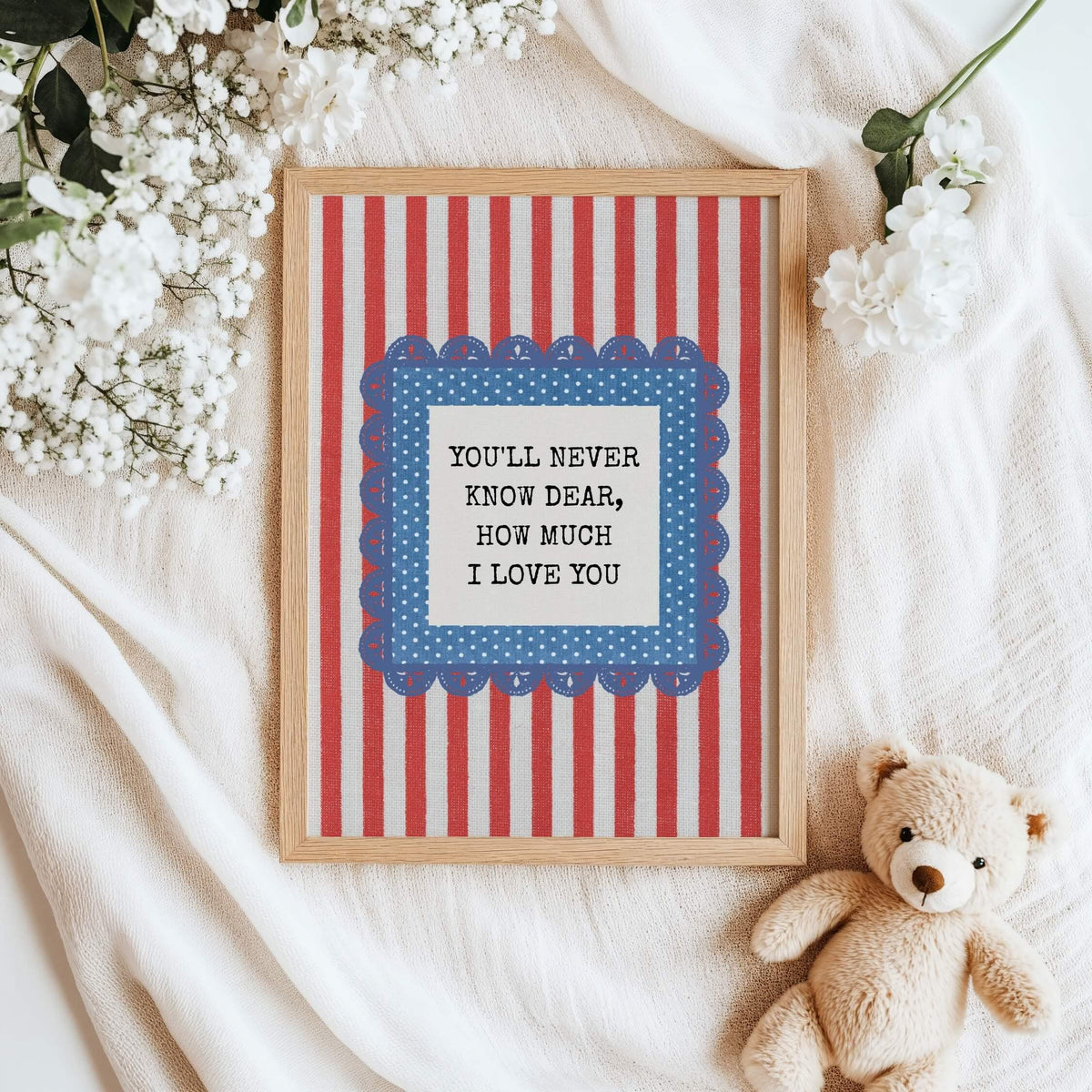 You'll Never Know Dear Print, Red and Blue Stripes (Digital Download)
