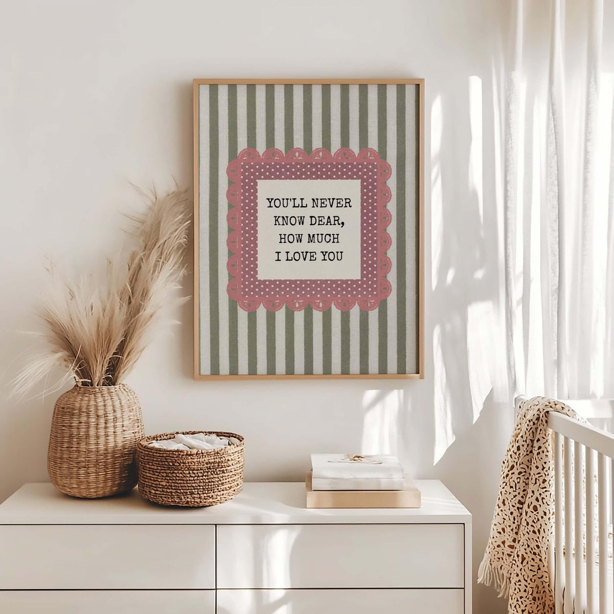 You'll Never Know Dear Print, Olive and Pink Stripes (Digital Download)