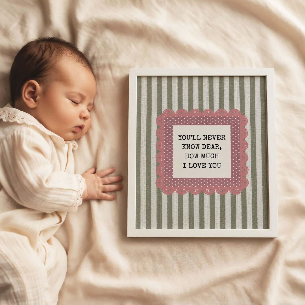 You'll Never Know Dear Print, Olive and Pink Stripes (Digital Download)