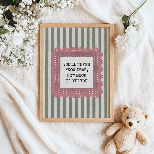 You'll Never Know Dear Print, Olive and Pink Stripes (Digital Download)