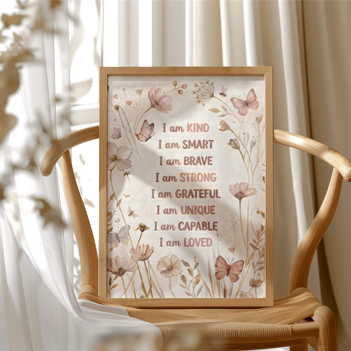 Painterly Boho Floral Affirmation Print for Girls
