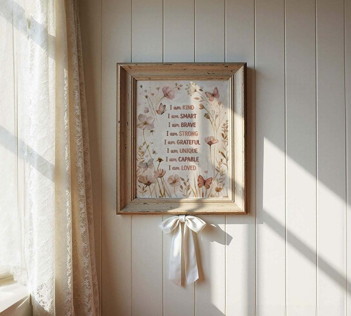 Painterly Boho Floral Affirmation Print for Girls