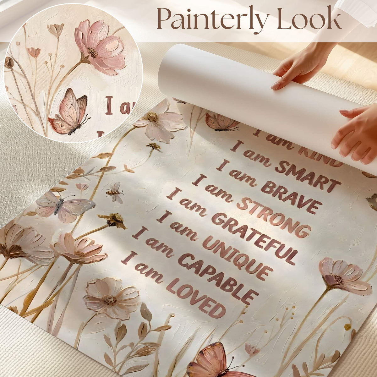 Painterly Boho Floral Affirmation Print for Girls