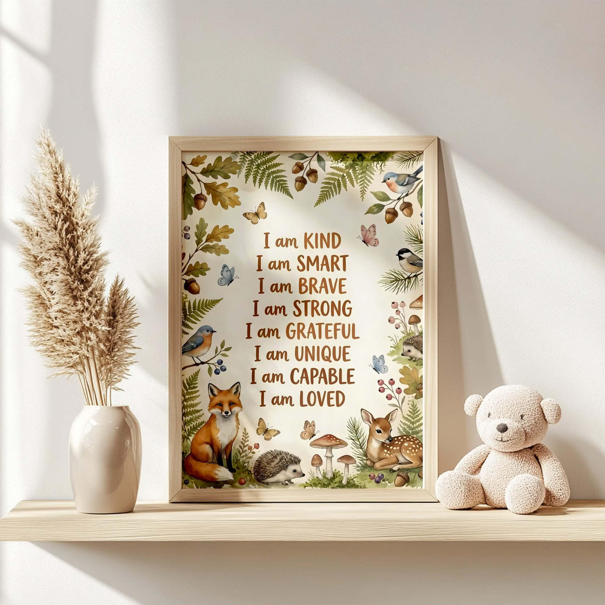 Watercolor Woodland Animal Affirmation Print (Digital Download)