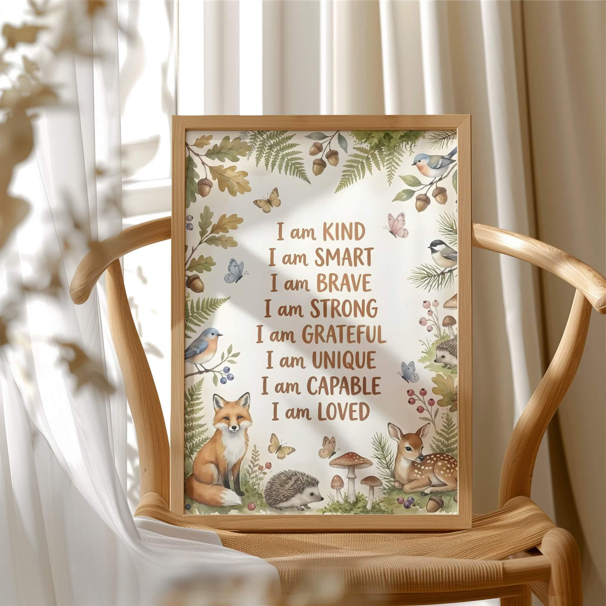 Watercolor Woodland Animal Affirmation Print (Digital Download)