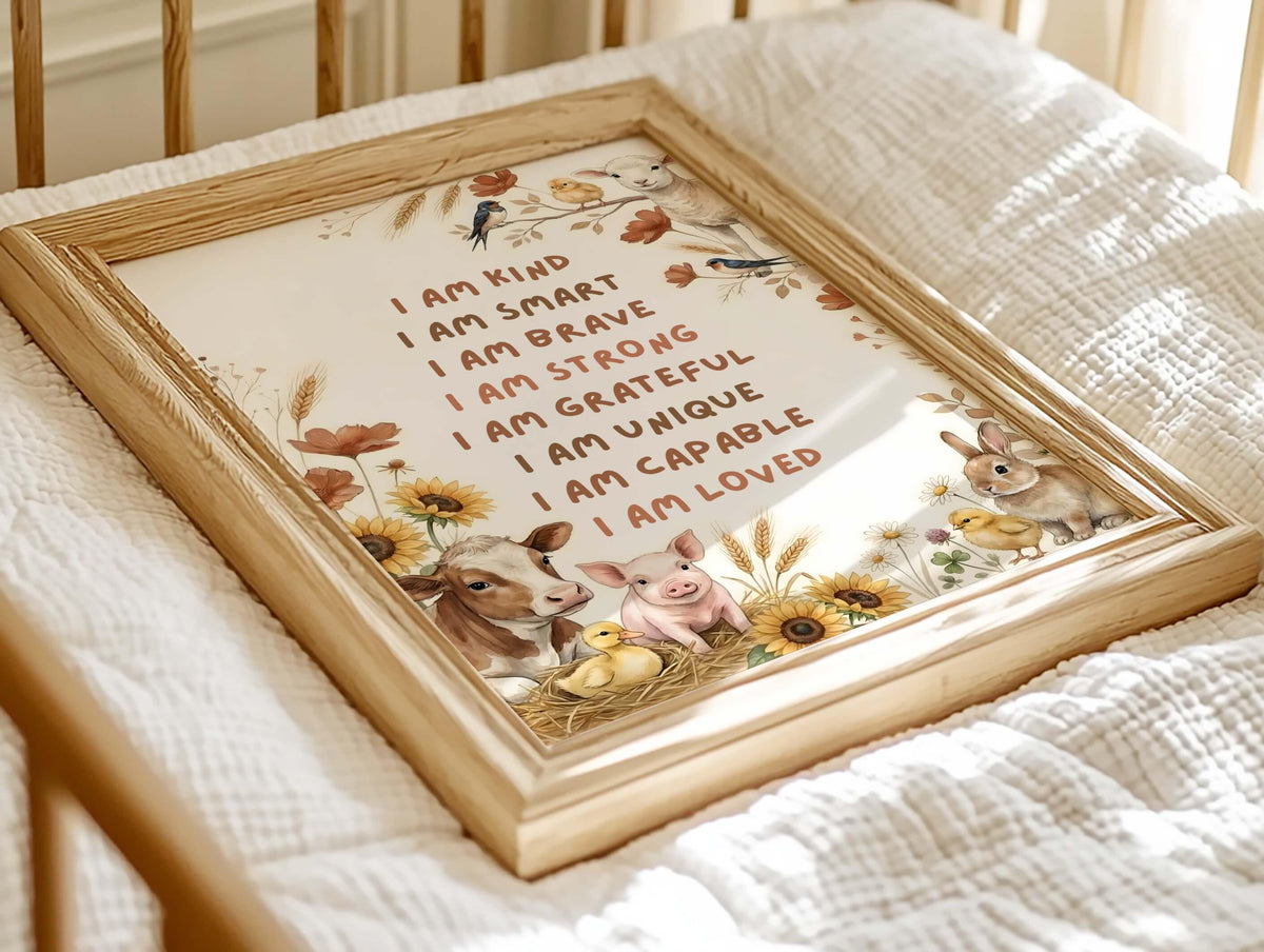 Farm Animal Affirmation Print for Kids (Digital Download)