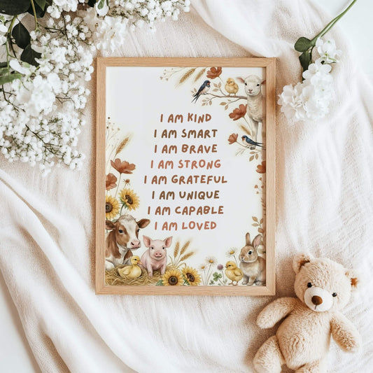 Farm Animal Affirmation Print for Kids (Digital Download)