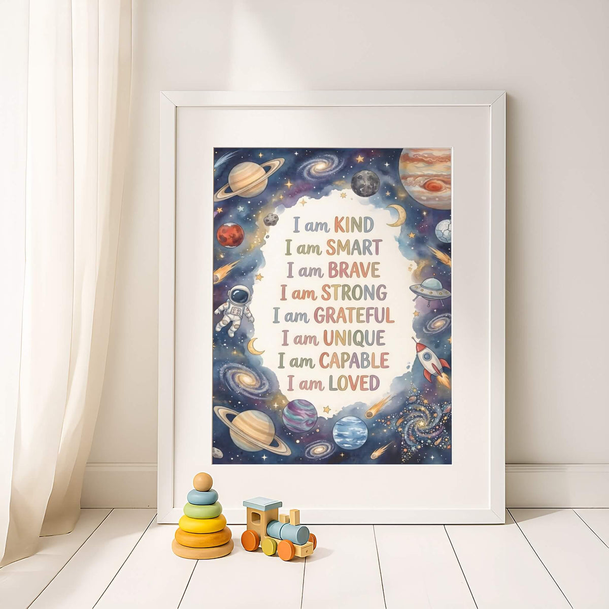 Space Affirmation Print with Stars and Rockets (Digital Download)