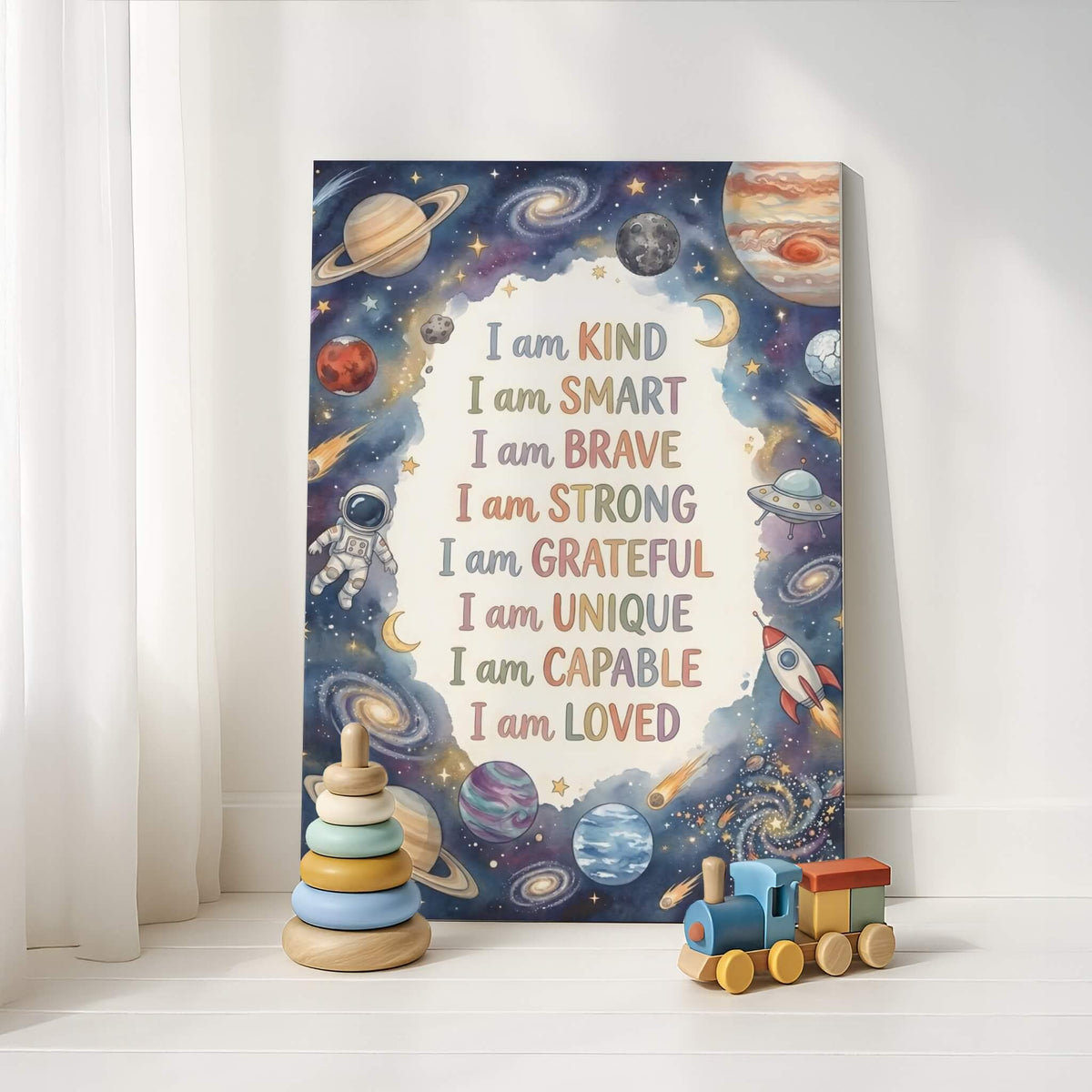 Space Affirmation Print with Stars and Rockets (Digital Download)