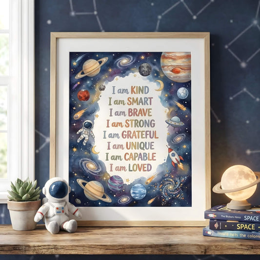 Space Affirmation Print with Stars and Rockets (Digital Download)