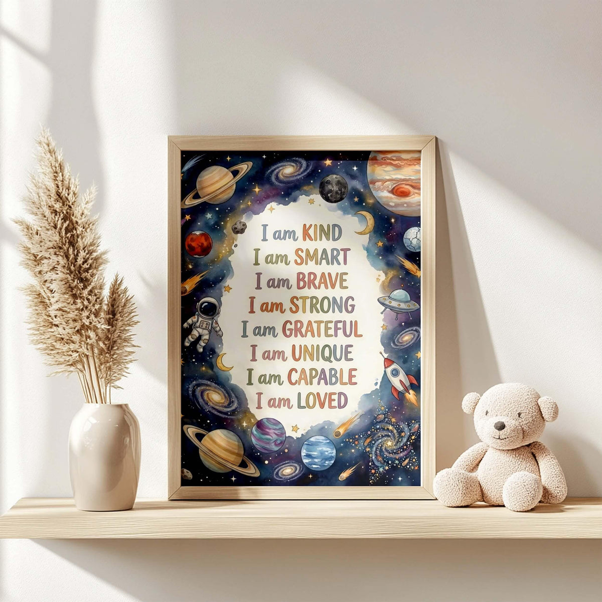 Space Affirmation Print with Stars and Rockets (Digital Download)