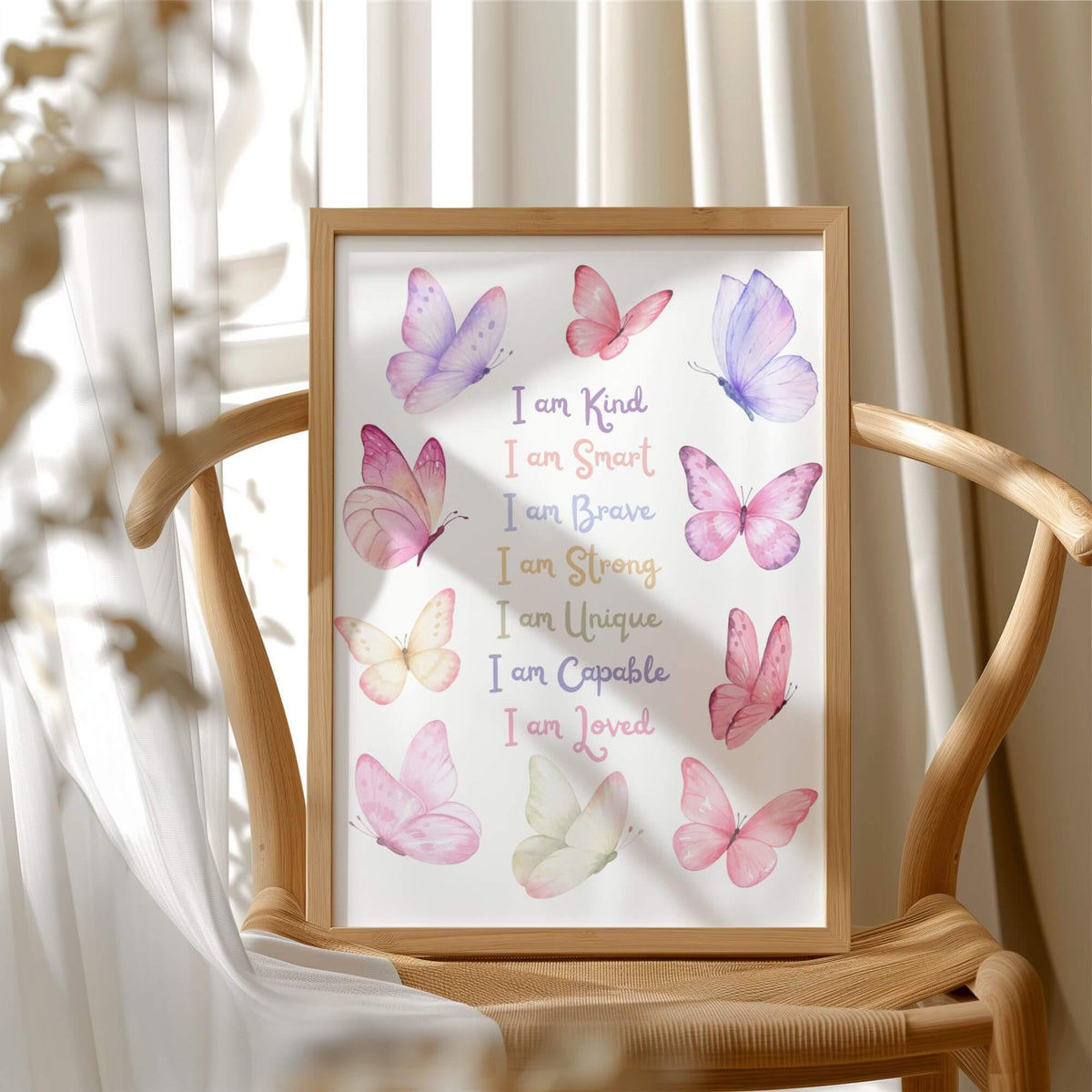 Pink Butterfly Affirmation Print for Kids (Digital Download)