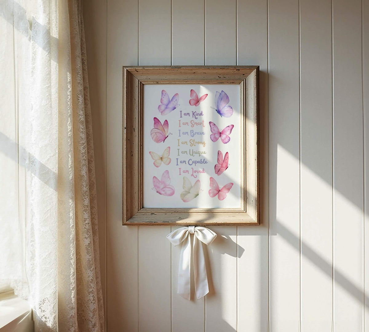 Pink Butterfly Affirmation Print for Kids (Digital Download)