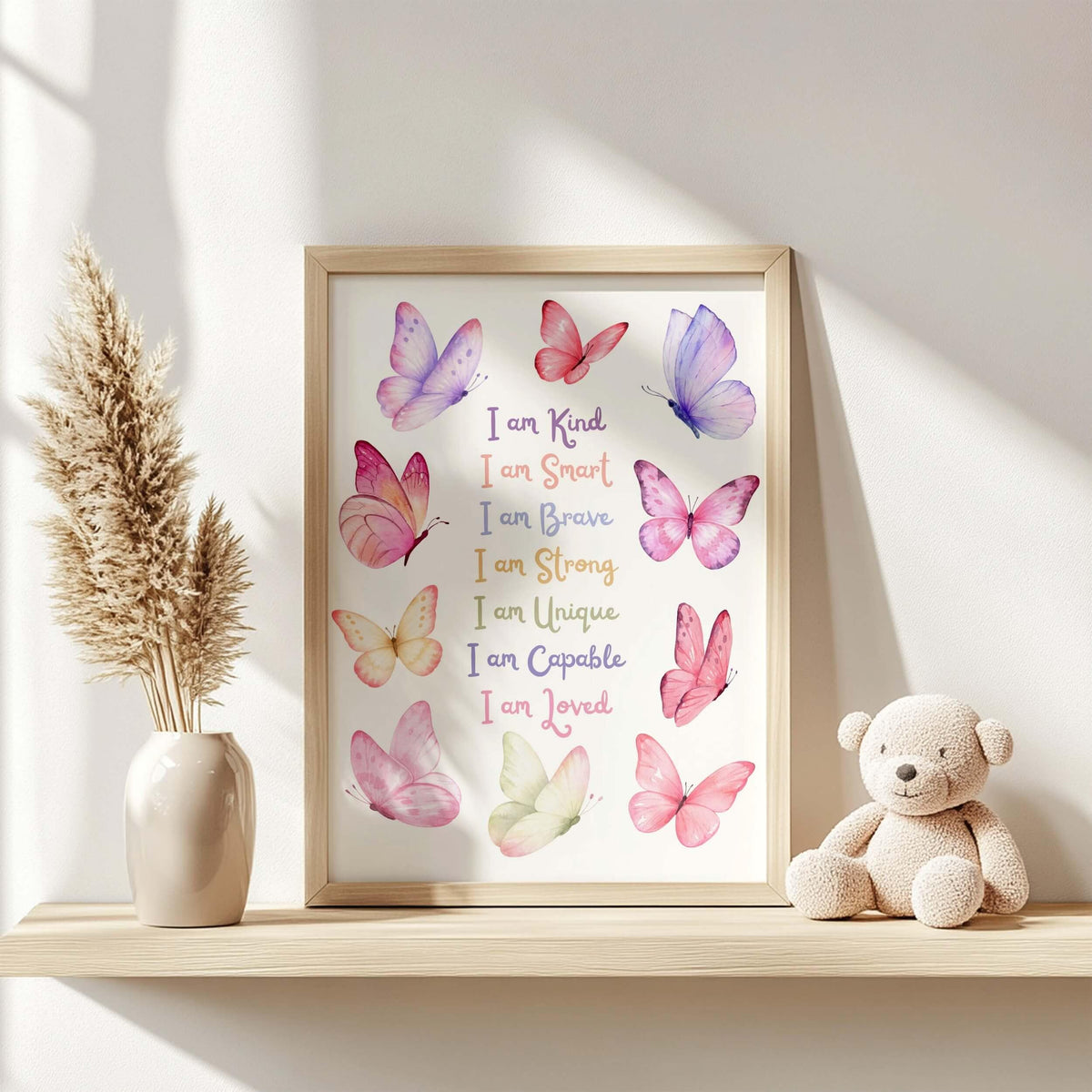 Pink Butterfly Affirmation Print for Kids (Digital Download)