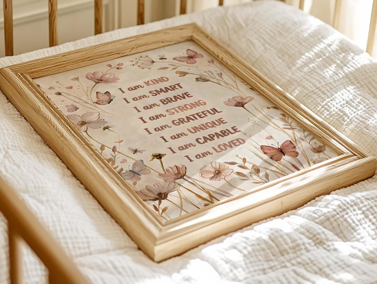 Painterly Boho Floral Affirmation Print for Girls
