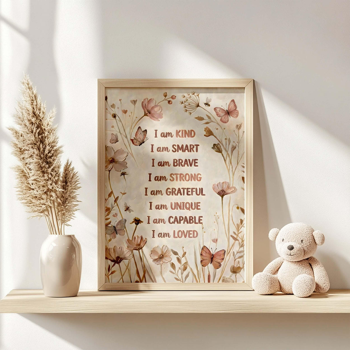 Painterly Boho Floral Affirmation Print for Girls