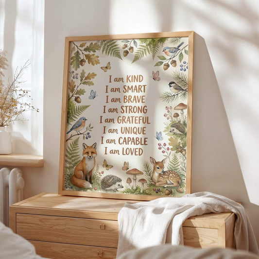 Watercolor Woodland Animal Affirmation Print (Digital Download)
