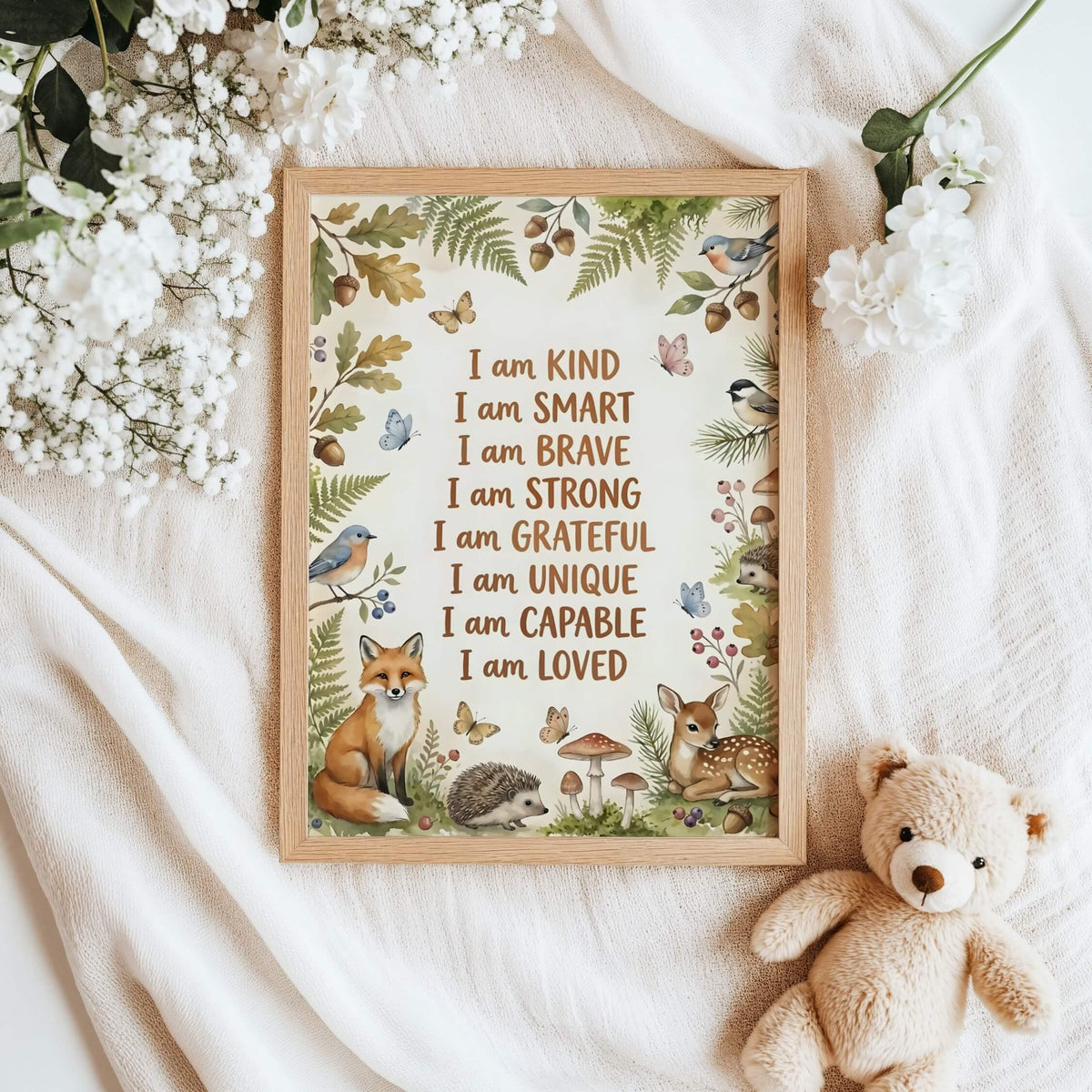 Watercolor Woodland Animal Affirmation Print (Digital Download)