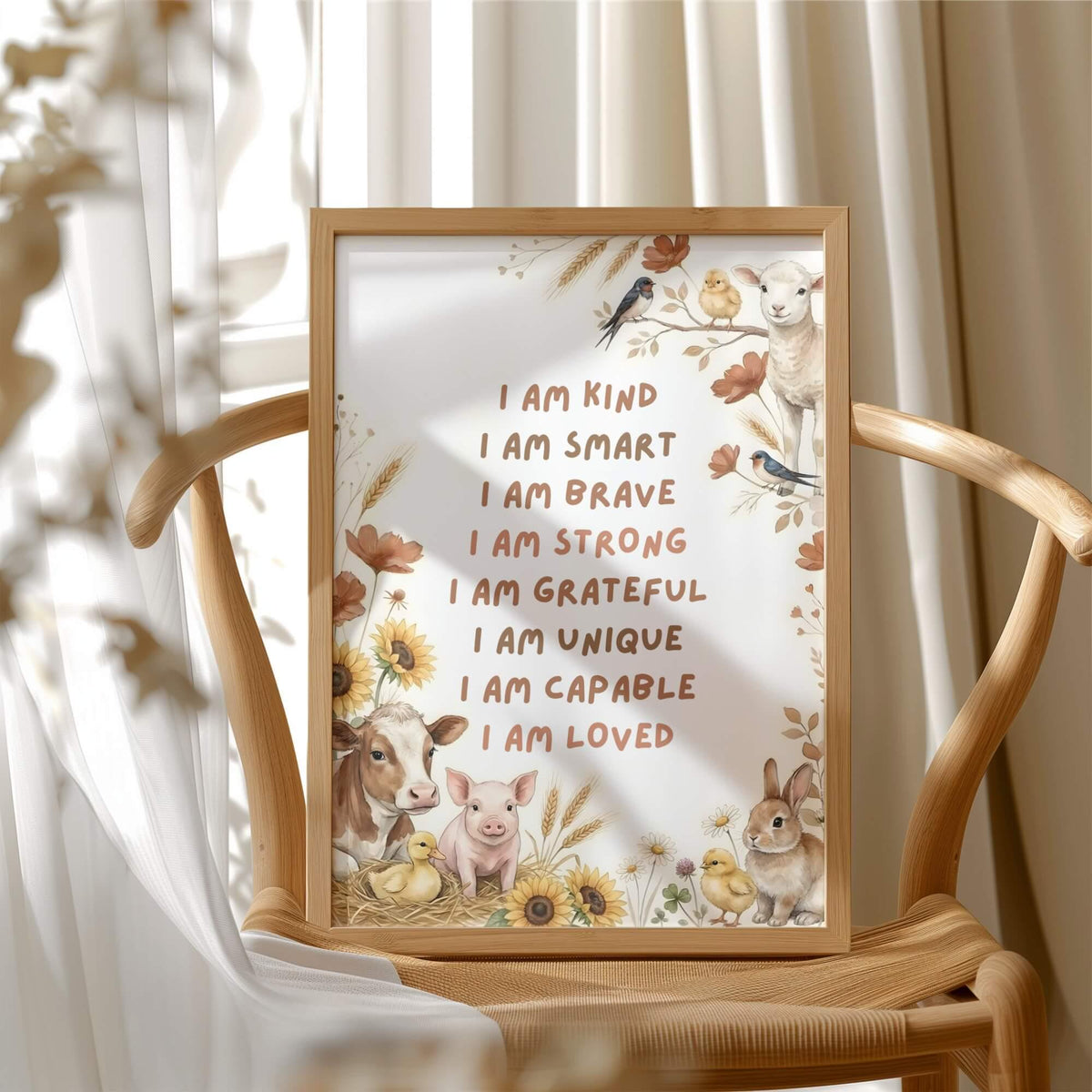 Farm Animal Affirmation Print for Kids (Digital Download)