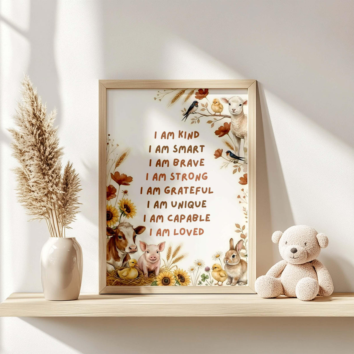 Farm Animal Affirmation Print for Kids (Digital Download)