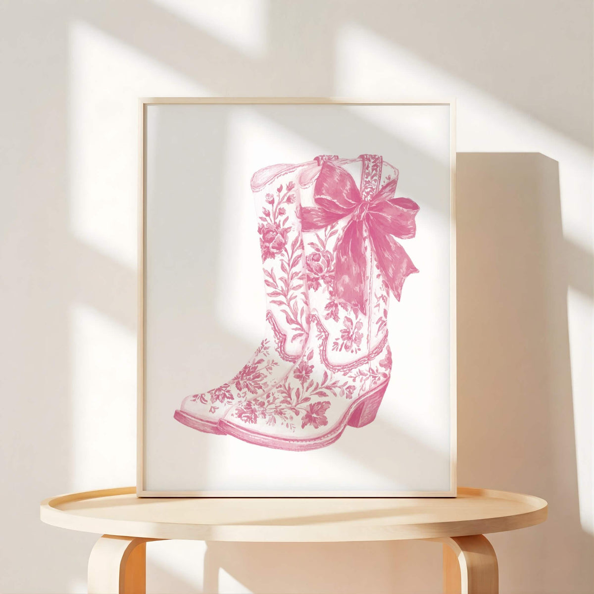 Pink Toile Cowgirl Nursery Wall Art with Initial (Digital Download)