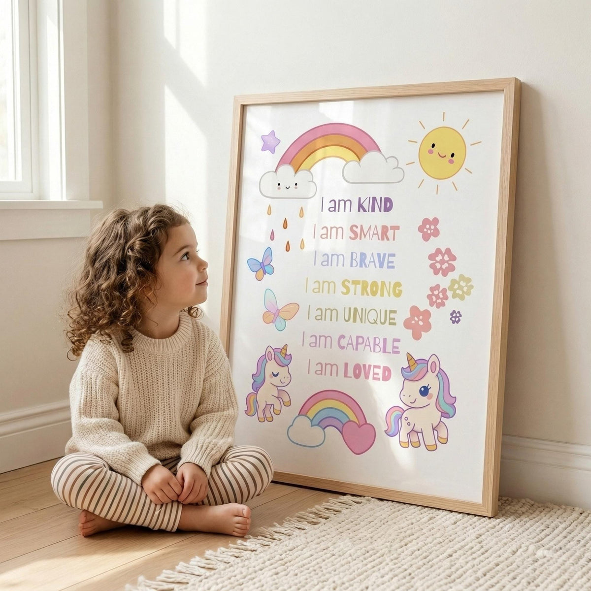 Unicorn Rainbow Affirmation Print for Kids (Digital Download)