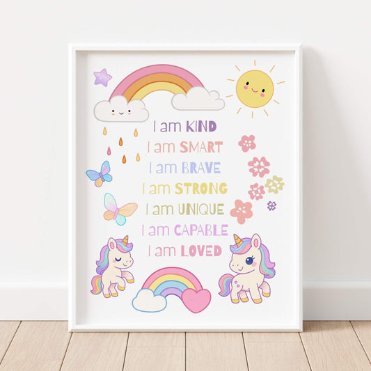 Unicorn Rainbow Affirmation Print for Kids (Digital Download)