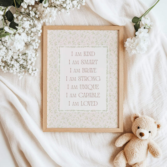 Pink Floral Cottagecore Affirmation Print (Digital Download)