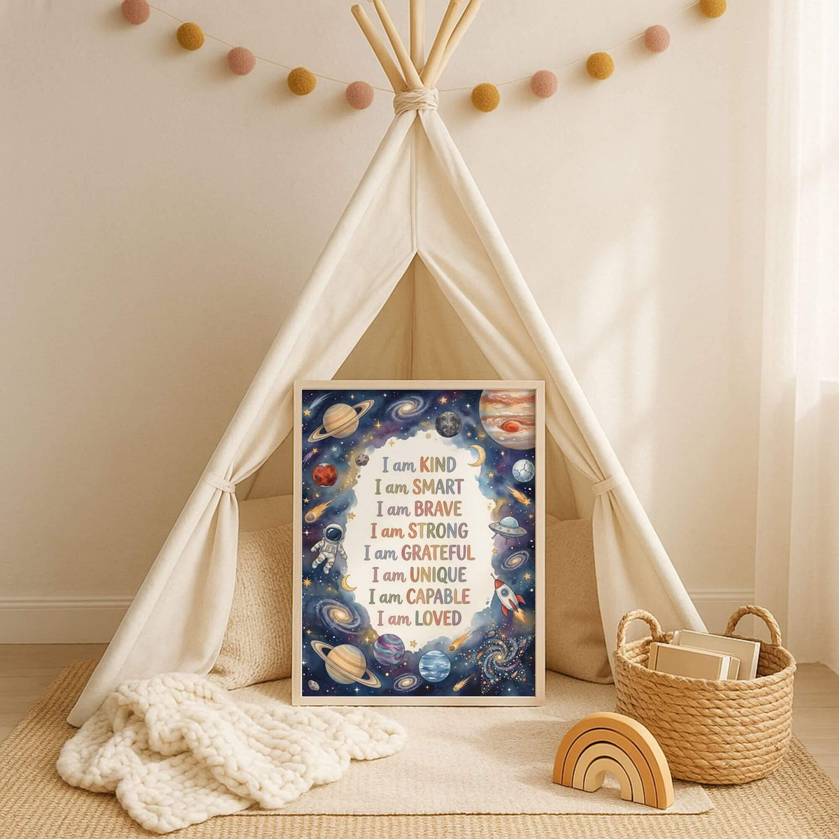 Space Affirmation Print with Stars and Rockets (Digital Download)