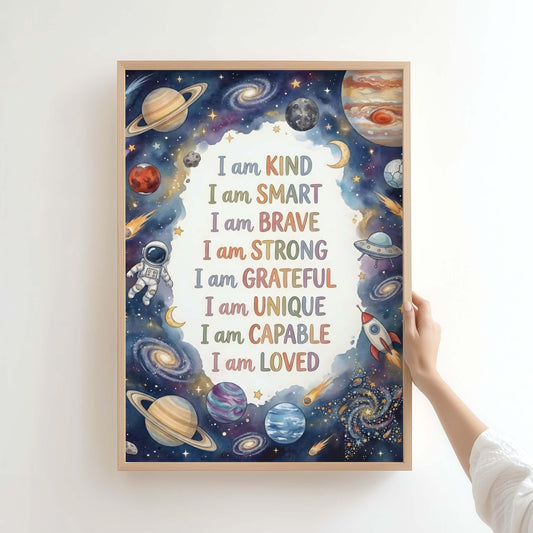 Space Affirmation Print with Stars and Rockets (Digital Download)