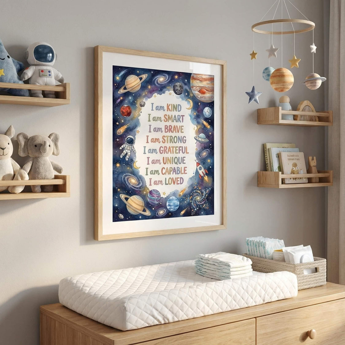 Space Affirmation Print with Stars and Rockets (Digital Download)