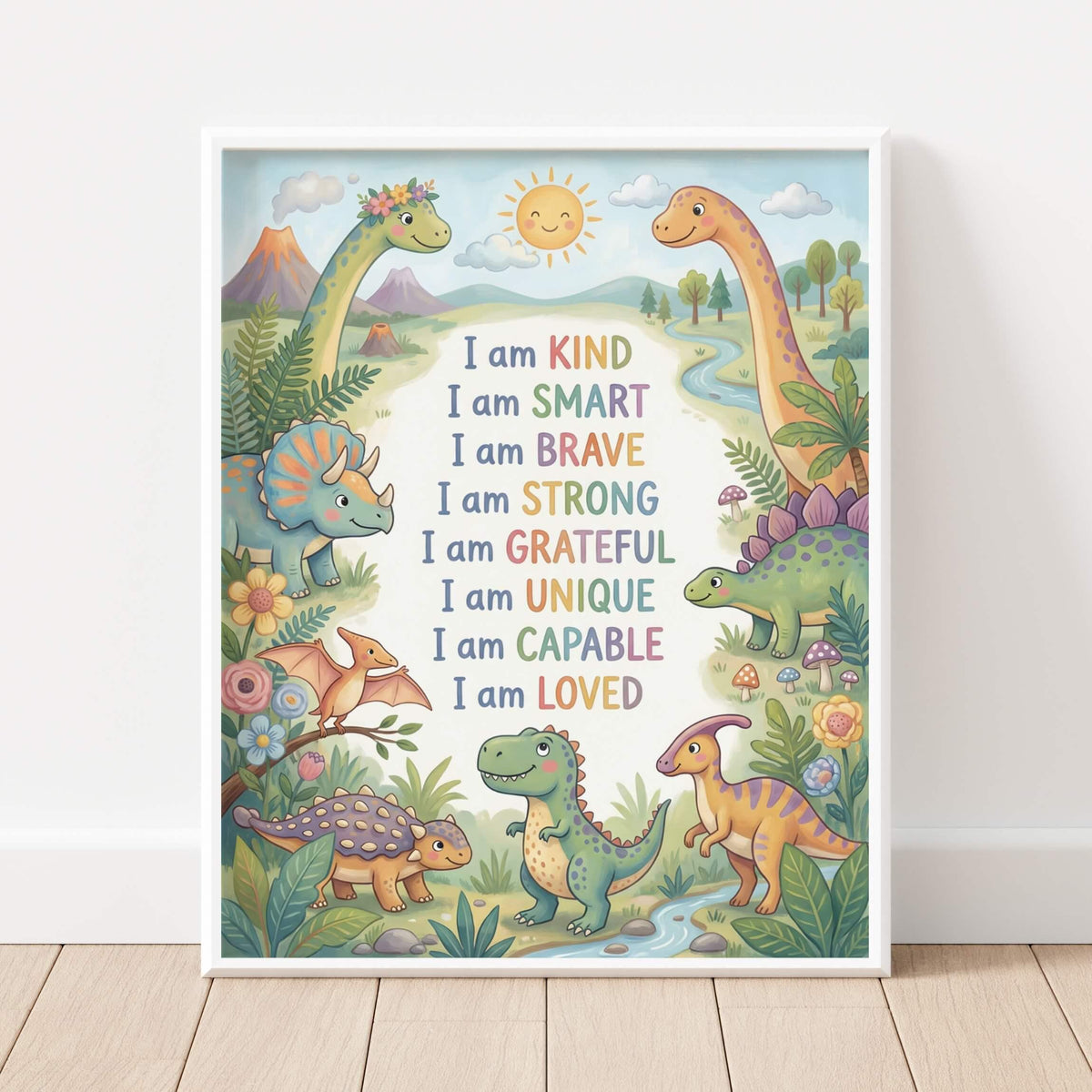 Bright Dinosaur Affirmation Nursery Print (Digital Download)
