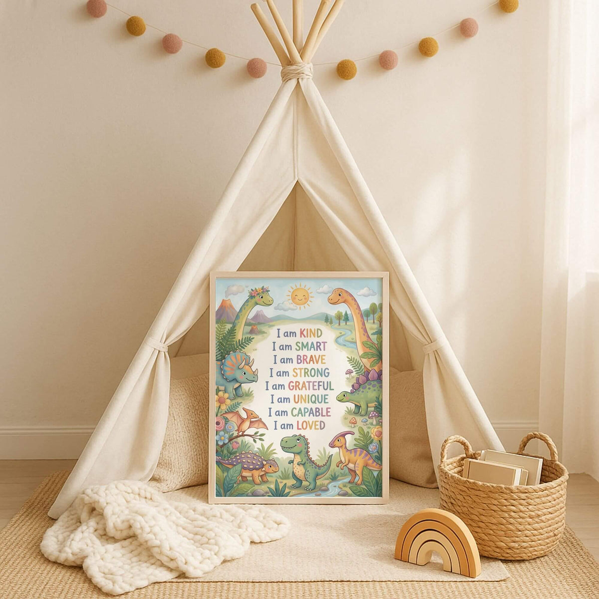 Bright Dinosaur Affirmation Nursery Print (Digital Download)