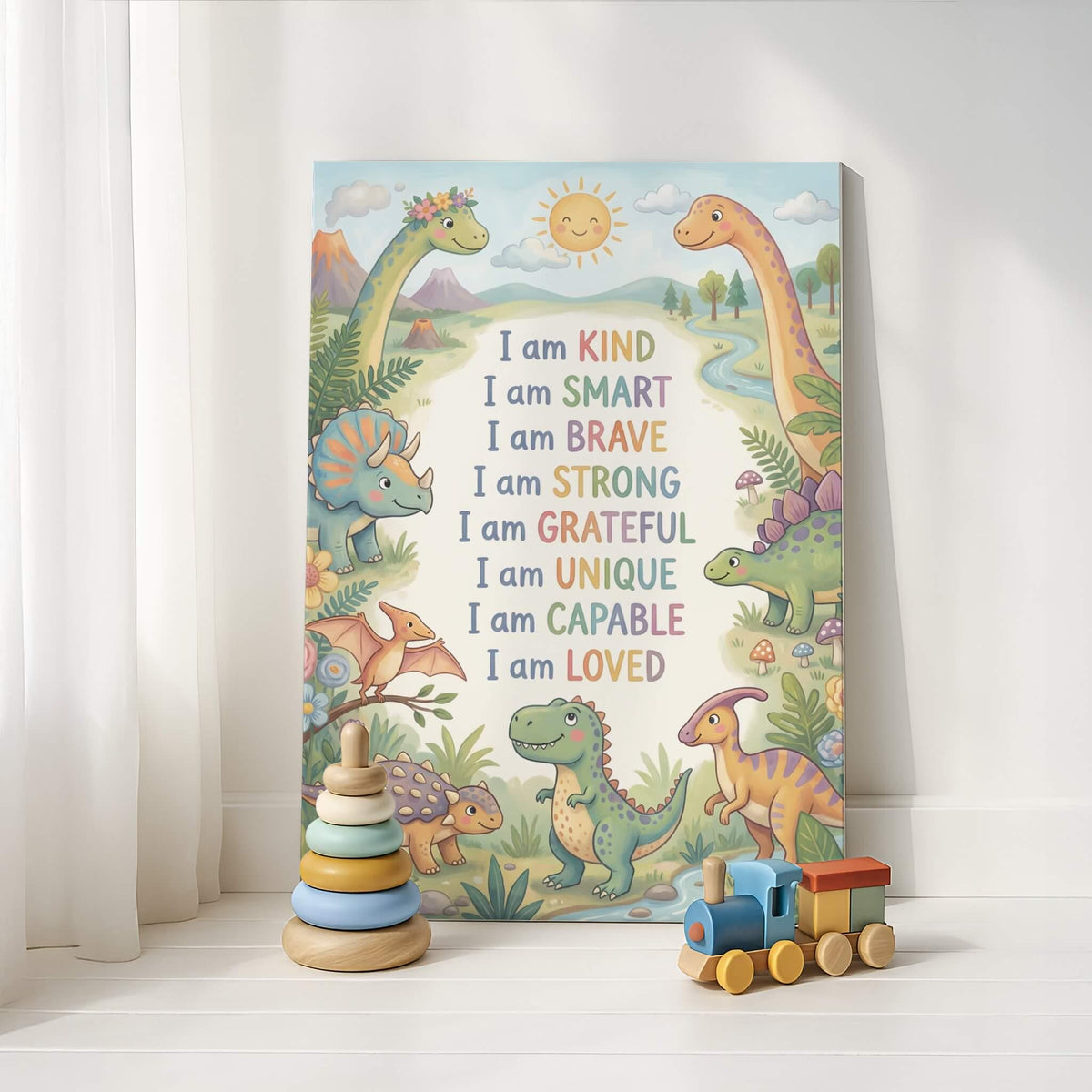 Bright Dinosaur Affirmation Nursery Print (Digital Download)